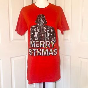 Star Wars Darth Vader Merry Christmas red short sleeve tshirt, size small